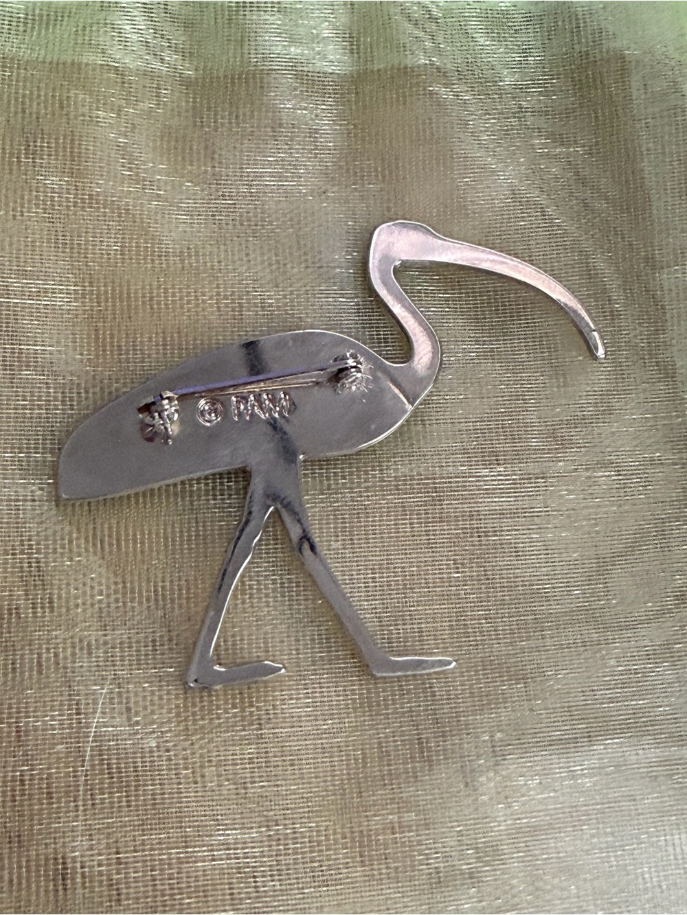 Silver and Black Ibis Bird Brooch Pin - Picture 2 of 4